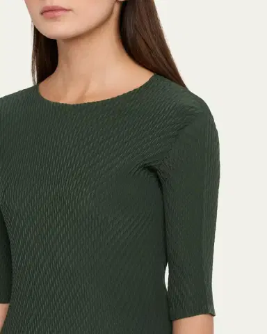 Issey Miyake Rhombus Pleated Elbow-Sleeve Top | Thumbnail 5