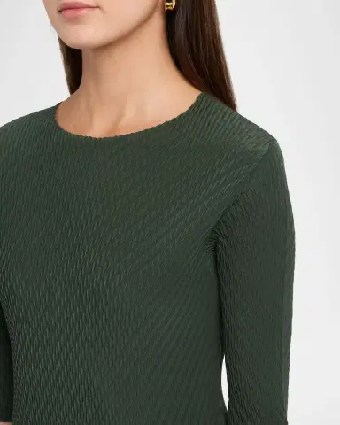 Issey Miyake Rhombus Pleated Elbow-Sleeve Top | Thumbnail 9