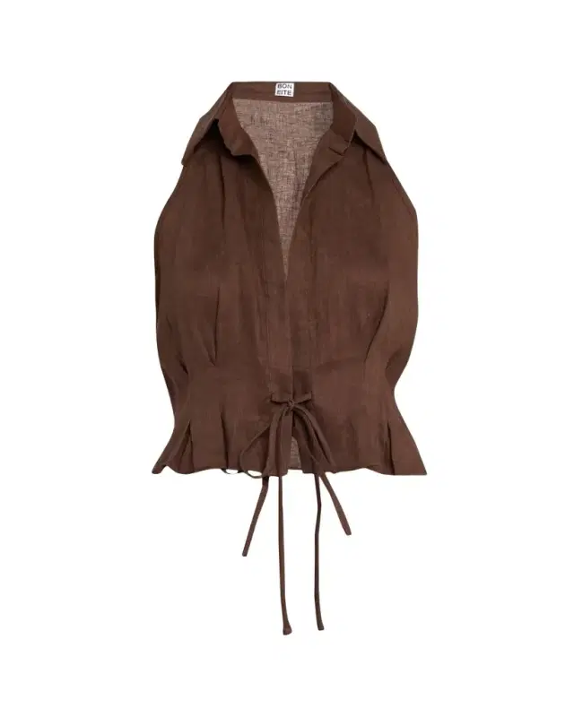 AEXAE Sleeveless Linen Drawstring Top