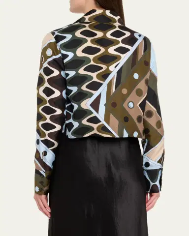 Pucci Vivara Silk Twill Crop Button-Down Shirt | Thumbnail 3 Pucci Vivara Silk Twill Crop Button-Down Shirt | Thumbnail 3