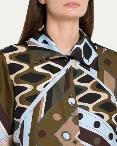 Pucci Vivara Silk Twill Crop Button-Down Shirt | Thumbnail 5 Pucci Vivara Silk Twill Crop Button-Down Shirt | Thumbnail 5