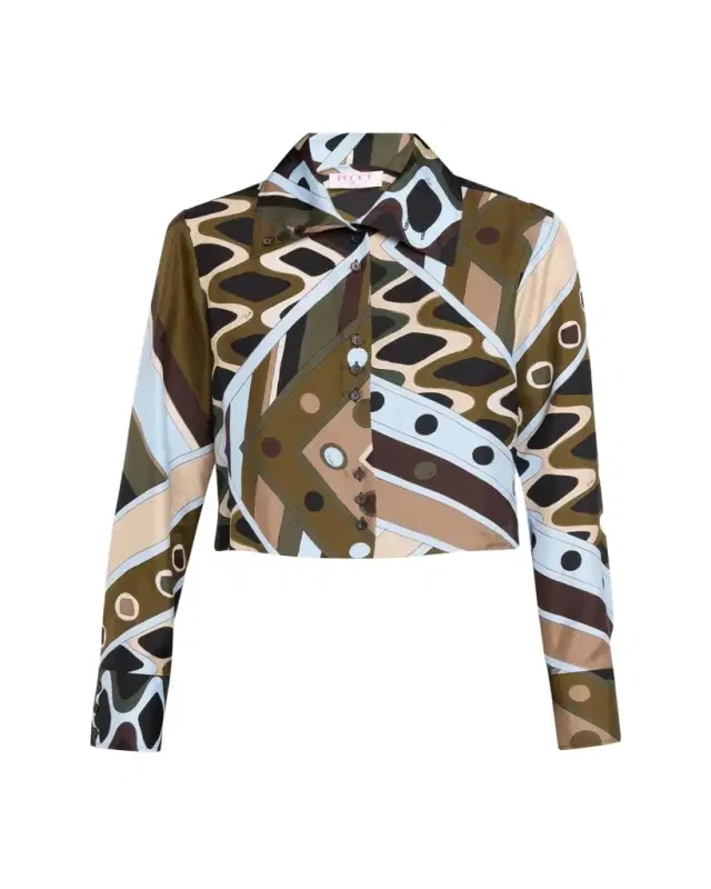 Vivara Silk Twill Crop Button-Down Shirt