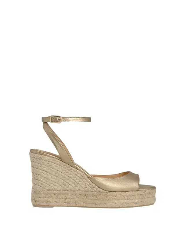 AGS X CASTANER 110mm Brook Metallic Leather Platform Espadrille Sandals
