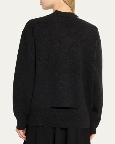 Simone Rocha Embellished Merino Wool Slash Cutout V-Neck Sweater | Thumbnail 3 Simone Rocha Embellished Merino Wool Slash Cutout V-Neck Sweater | Thumbnail 3