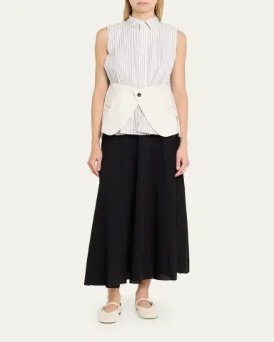 Sacai Striped Poplin x Wool Suiting Panel Sleeveless Shirt | Thumbnail 2 Sacai Striped Poplin x Wool Suiting Panel Sleeveless Shirt | Thumbnail 2