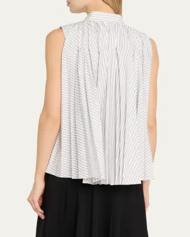 Sacai Striped Poplin x Wool Suiting Panel Sleeveless Shirt | Thumbnail 3 Sacai Striped Poplin x Wool Suiting Panel Sleeveless Shirt | Thumbnail 3