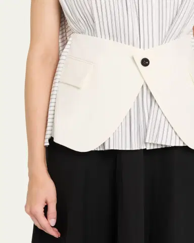 Sacai Striped Poplin x Wool Suiting Panel Sleeveless Shirt | Thumbnail 5 Sacai Striped Poplin x Wool Suiting Panel Sleeveless Shirt | Thumbnail 5
