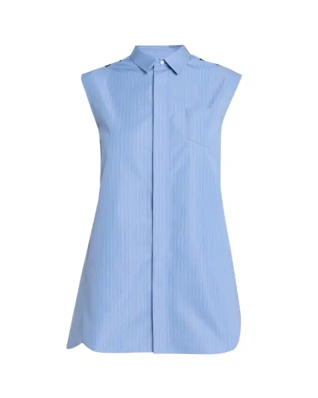 Chiffon Godet Striped Poplin Mini Shirtdress