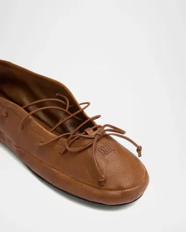 Miu Miu Vitello Leather Lace-Up Ballerina Flats | Thumbnail 2 Miu Miu Vitello Leather Lace-Up Ballerina Flats | Thumbnail 2