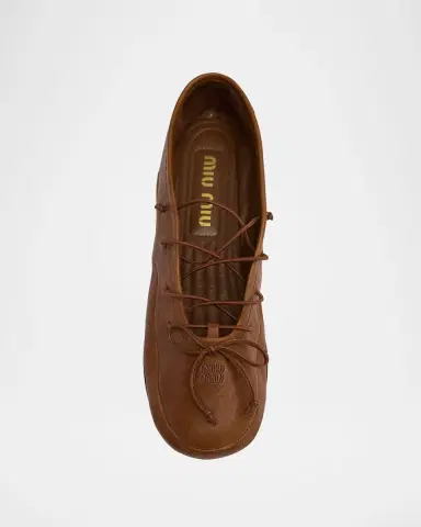 Miu Miu Vitello Leather Lace-Up Ballerina Flats | Thumbnail 3 Miu Miu Vitello Leather Lace-Up Ballerina Flats | Thumbnail 3
