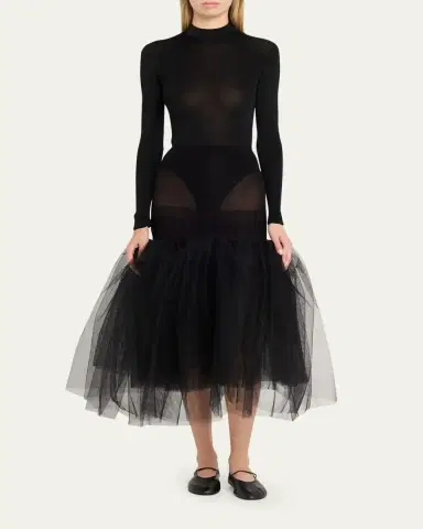 Junya Watanabe Drop-Waist Sheer Tulle Midi Skirt | Thumbnail 2 Junya Watanabe Drop-Waist Sheer Tulle Midi Skirt | Thumbnail 2