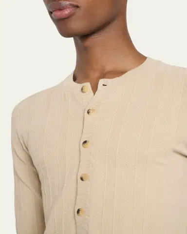 Dries Van Noten Men's Viscose-Blend Henley Shirt | Thumbnail 5