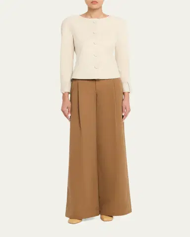 Chloé Exaggerated Shoulder Single-Breasted Collarless Jacket | Thumbnail 2 Chloé Exaggerated Shoulder Single-Breasted Collarless Jacket | Thumbnail 2