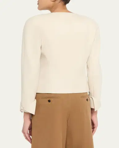 Chloé Exaggerated Shoulder Single-Breasted Collarless Jacket | Thumbnail 3 Chloé Exaggerated Shoulder Single-Breasted Collarless Jacket | Thumbnail 3