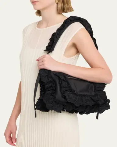 Simone Rocha Pillow Embroidered Ruffle-Trim Shoulder Bag | Thumbnail 2 Simone Rocha Pillow Embroidered Ruffle-Trim Shoulder Bag | Thumbnail 2