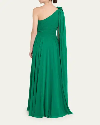 Rickie Freeman for Teri Jon Pleated Cape-Sleeve Chiffon Gown | Thumbnail 3 Rickie Freeman for Teri Jon Pleated Cape-Sleeve Chiffon Gown | Thumbnail 3