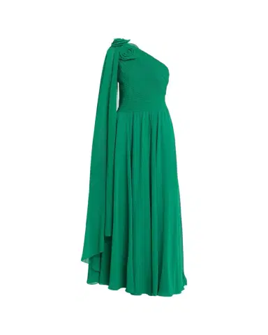 Rickie Freeman for Teri Jon Pleated Cape-Sleeve Chiffon Gown | Thumbnail 1 Rickie Freeman for Teri Jon Pleated Cape-Sleeve Chiffon Gown | Thumbnail 1