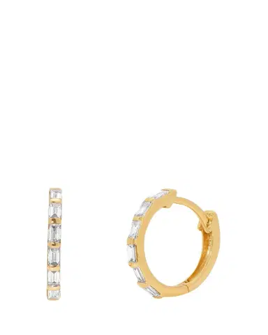 SARA WEINSTOCK Dujour 18K Gold Diamond Baguette Hoop Earrings | Thumbnail 1