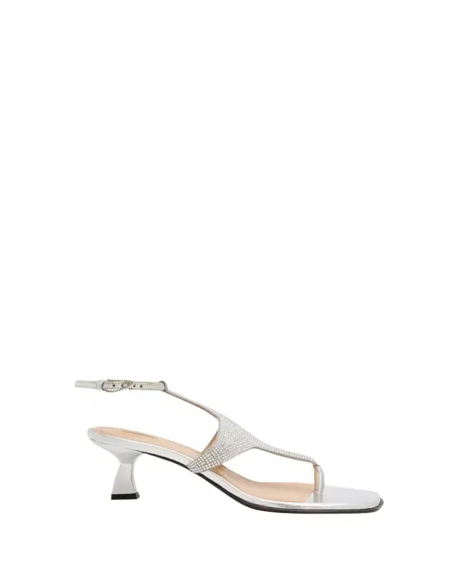 Dona Nova Embellished Metallic Leather Kitten-Heel Sandals