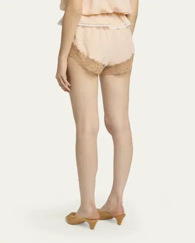 Chloé Lace-Trim Floral Silk Jacquard Pull-On Shorts | Thumbnail 3 Chloé Lace-Trim Floral Silk Jacquard Pull-On Shorts | Thumbnail 3