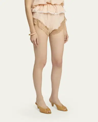 Chloé Lace-Trim Floral Silk Jacquard Pull-On Shorts | Thumbnail 4 Chloé Lace-Trim Floral Silk Jacquard Pull-On Shorts | Thumbnail 4