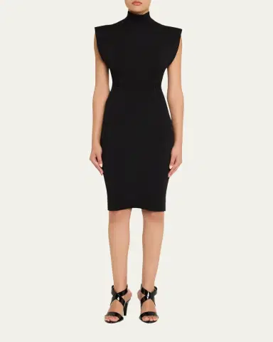Alaïa Mock-Neck Cap-Sleeve Seam Paneled Dress | Thumbnail 2 Alaïa Mock-Neck Cap-Sleeve Seam Paneled Dress | Thumbnail 2