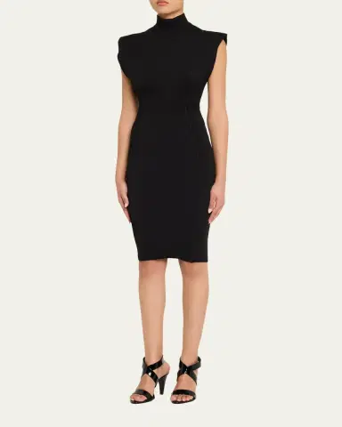 Alaïa Mock-Neck Cap-Sleeve Seam Paneled Dress | Thumbnail 4 Alaïa Mock-Neck Cap-Sleeve Seam Paneled Dress | Thumbnail 4