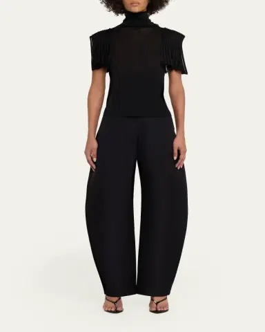Alaïa Godet-Sleeve Turtleneck Top | Thumbnail 2 Alaïa Godet-Sleeve Turtleneck Top | Thumbnail 2