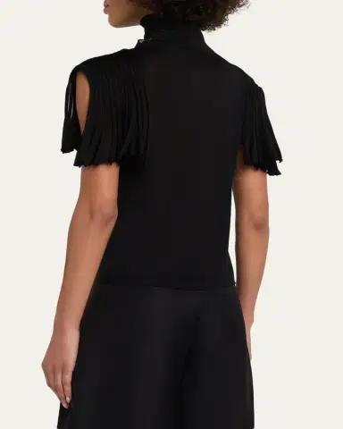 Alaïa Godet-Sleeve Turtleneck Top | Thumbnail 3 Alaïa Godet-Sleeve Turtleneck Top | Thumbnail 3