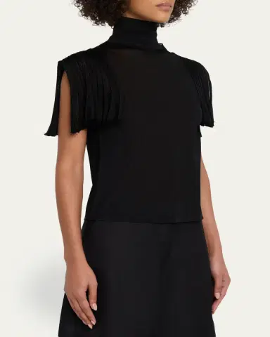 Alaïa Godet-Sleeve Turtleneck Top | Thumbnail 4 Alaïa Godet-Sleeve Turtleneck Top | Thumbnail 4