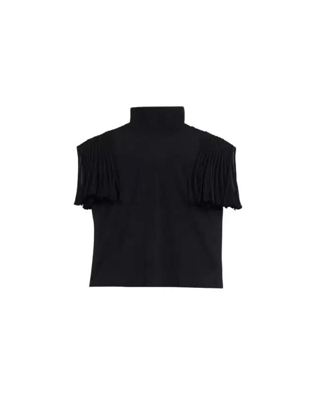 ALAÏA Godet-Sleeve Turtleneck Top