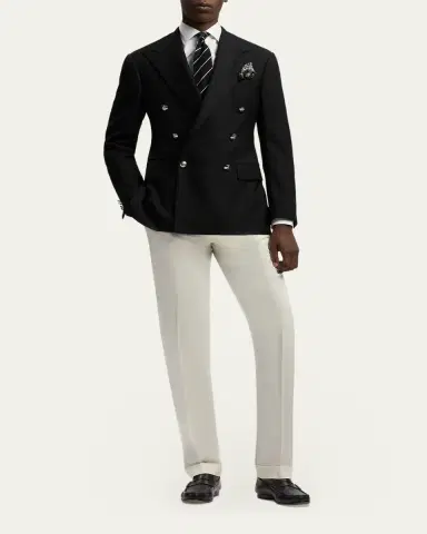 Ralph Lauren Purple Label Men's Cashmere and Wool Peak Lapel Double-Breasted Blazer | Thumbnail 2