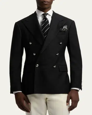 Ralph Lauren Purple Label Men's Cashmere and Wool Peak Lapel Double-Breasted Blazer | Thumbnail 4