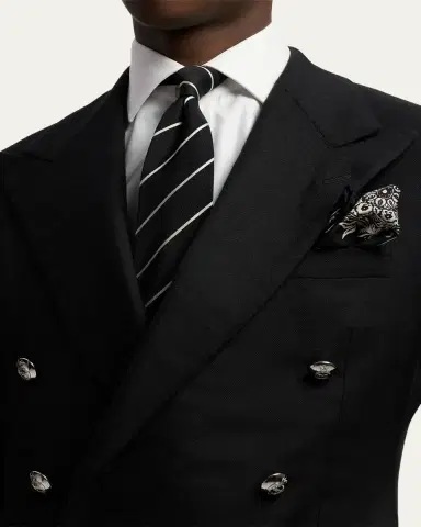 Ralph Lauren Purple Label Men's Cashmere and Wool Peak Lapel Double-Breasted Blazer | Thumbnail 5