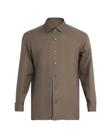 ZEGNA Men's Oasi Lino Linen Sport Shirt | Thumbnail 1 ZEGNA Men's Oasi Lino Linen Sport Shirt | Thumbnail 1