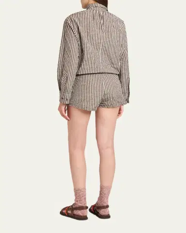 Moncler Vichy Long-Sleeve Romper with Bow | Thumbnail 3 Moncler Vichy Long-Sleeve Romper with Bow | Thumbnail 3