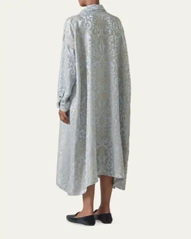 Eskandar Jacquard Wide A-Line Shirt Dress With Collar | Thumbnail 3 Eskandar Jacquard Wide A-Line Shirt Dress With Collar | Thumbnail 3