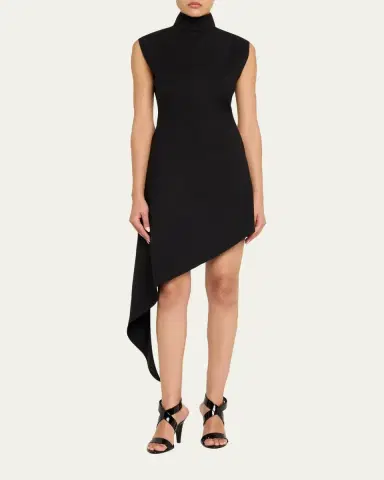 Alaïa Asymmetric Pointed Wool Twill Mini Dress | Thumbnail 2