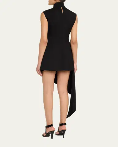 Alaïa Asymmetric Pointed Wool Twill Mini Dress | Thumbnail 3