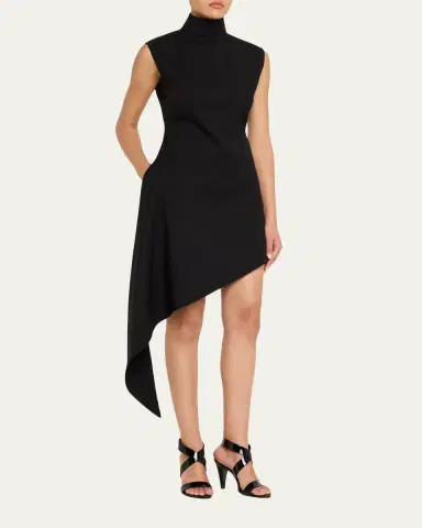 Alaïa Asymmetric Pointed Wool Twill Mini Dress | Thumbnail 4