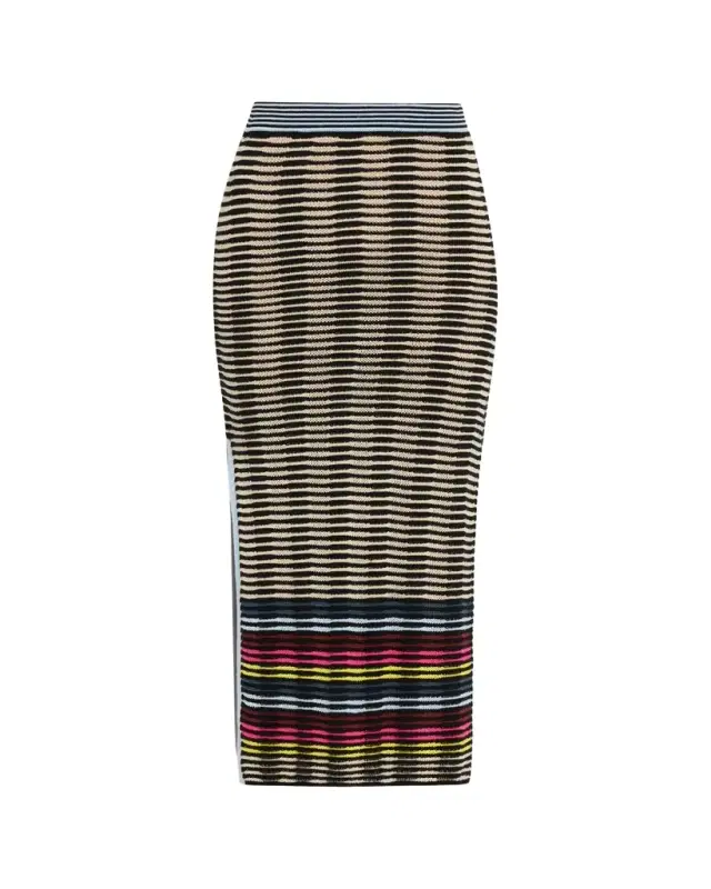 Wave Knit Midi Pencil Skirt