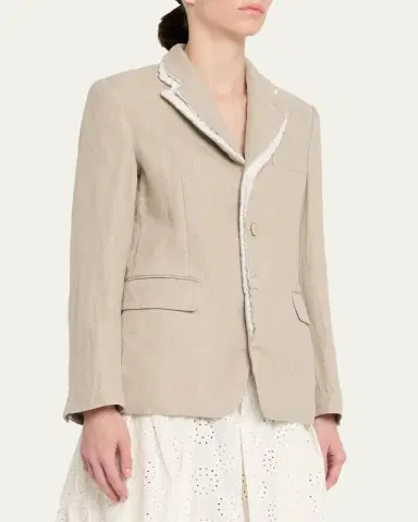 Comme des Garçons Linen-Blend Crochet-Trim Blazer | Thumbnail 4