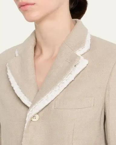 Comme des Garçons Linen-Blend Crochet-Trim Blazer | Thumbnail 5