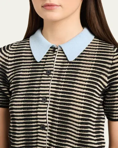 Christopher John Rogers Wave Knit Short-Sleeve Polo Shirt | Thumbnail 5 Christopher John Rogers Wave Knit Short-Sleeve Polo Shirt | Thumbnail 5