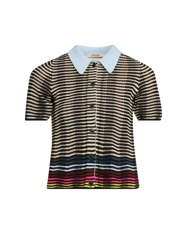 CHRISTOPHER JOHN ROGERS Wave Knit Short-Sleeve Polo Shirt