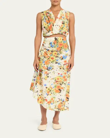 A.L.C. Naomi Floral Draped Midi Skirt | Thumbnail 2