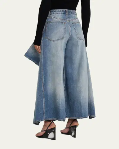 ALAÏA Ruffle Wide-Leg Denim Pants | Thumbnail 3 ALAÏA Ruffle Wide-Leg Denim Pants | Thumbnail 3