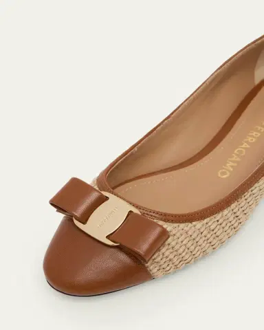 Ferragamo Varina Raffia and Leather Ballerina Flats | Thumbnail 3 Ferragamo Varina Raffia and Leather Ballerina Flats | Thumbnail 3