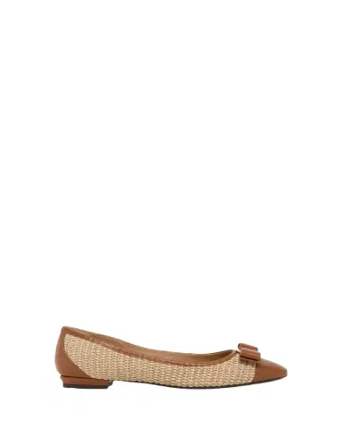 Ferragamo Varina Raffia and Leather Ballerina Flats | Thumbnail 1 Ferragamo Varina Raffia and Leather Ballerina Flats | Thumbnail 1