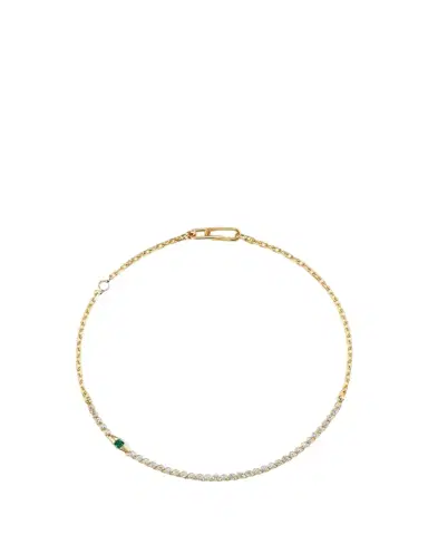 Uniform Object 18K Yellow Gold Diamond and Emerald Vessel Tennis Necklace | Thumbnail 1
